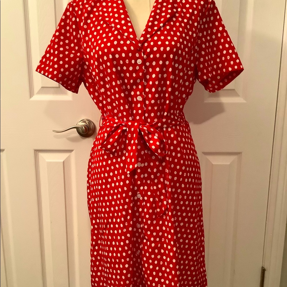 A New Day red/white polka dot dress
